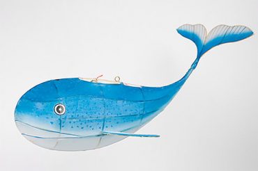 Hand-Painted Silk and Bamboo Whale by Petit Pan