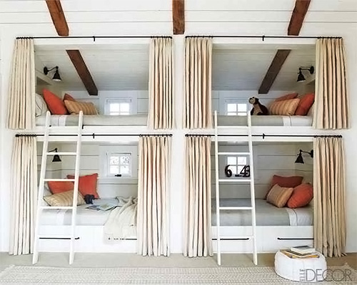 built-in bunk beds in ranch bunk room