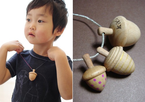 Spinning Wooden Top Necklace