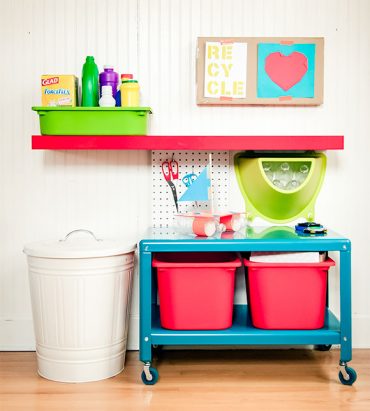 DIY Recycled Art Station For Kids
