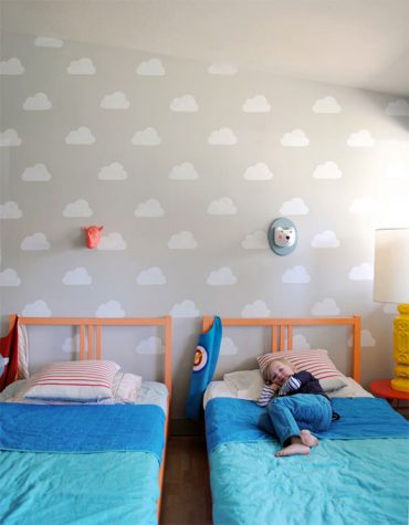 Cloud Kid's Room with Handmade Charlotte Stencils