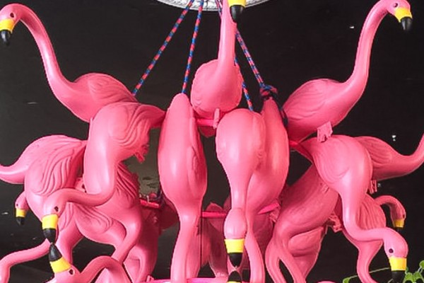 DIY Pink Flamingo / Hula Hoop Chandelier