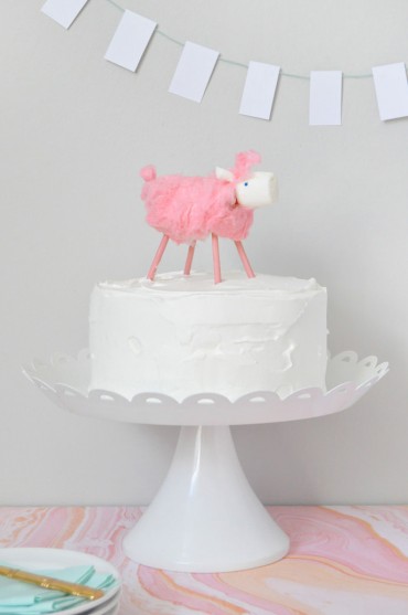 DIY Cotton Candy Lamb Cake Topper